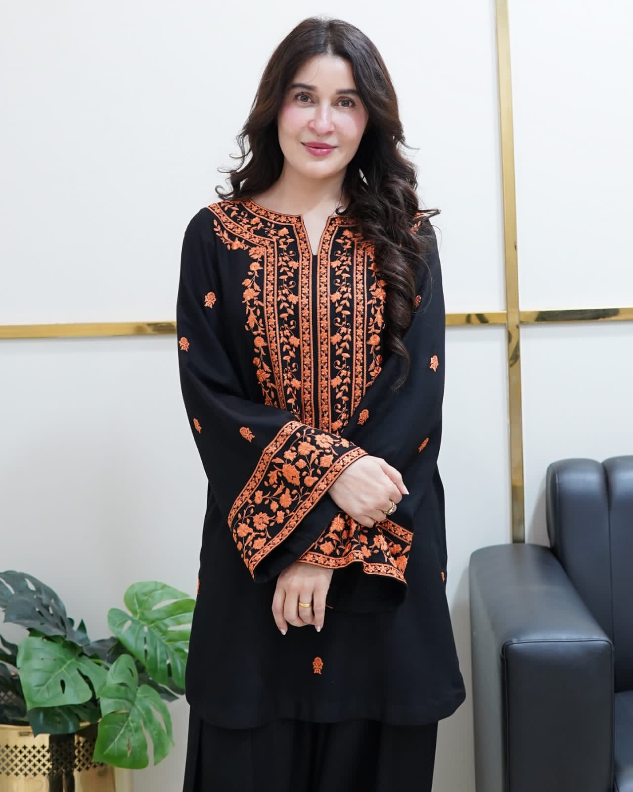 PREMIUM Black and Golden , Balochi hand Embroidery Kurta Trouser