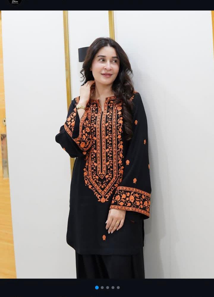 PREMIUM Black and Golden , Balochi hand Embroidery Kurta Trouser